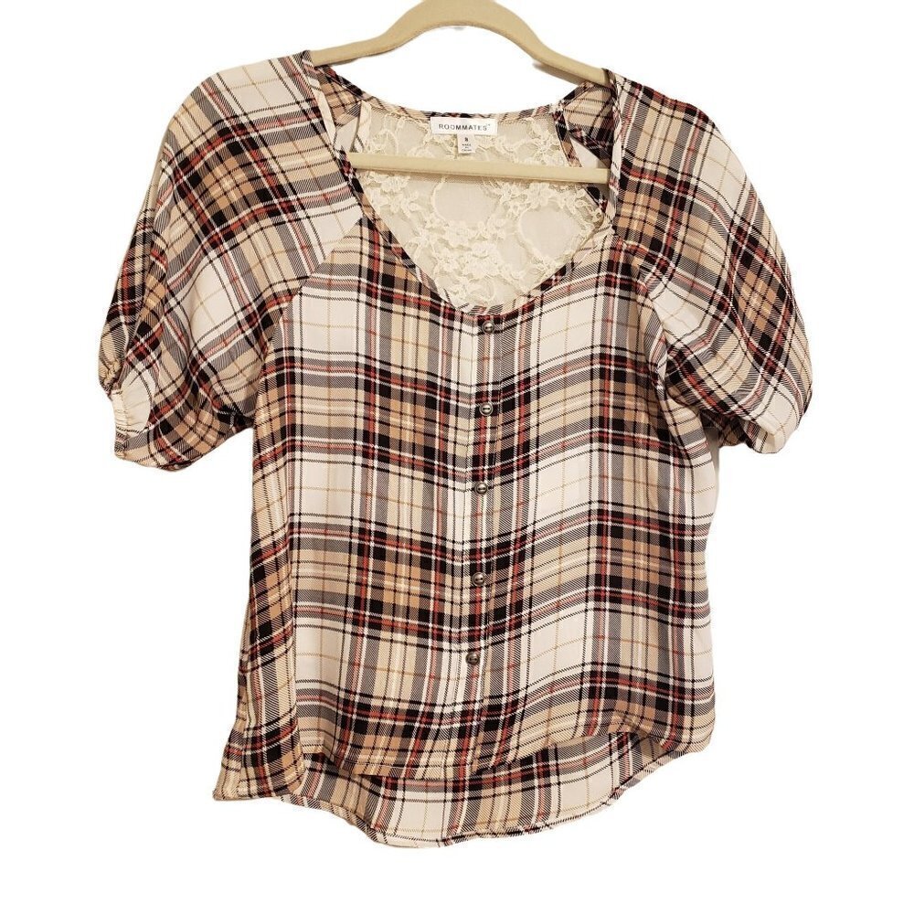 Roommates plaid top Size S NWT
